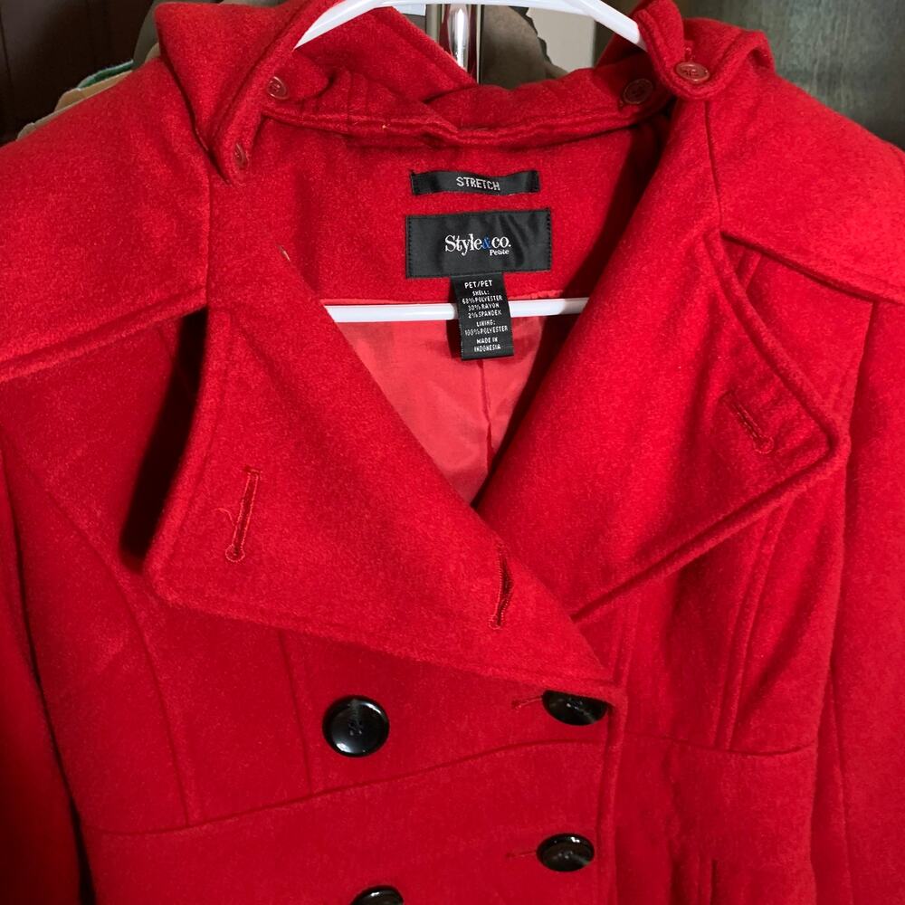 Style&co Red Hoodie Peacoat Size Small Petite - Picture 7 of 14